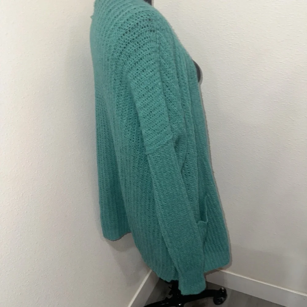 Free People Weekend Gateway Oversize Cardigan Alpaca Size S Mint Turquoise  Open